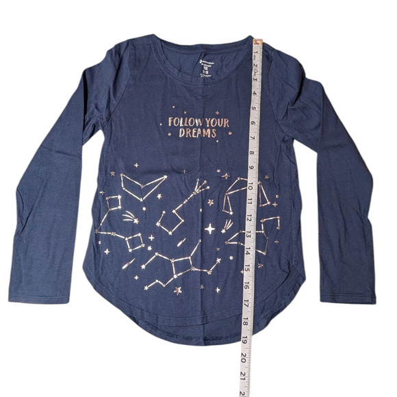 Members Mark Size 7-8 Long Sleeve Tee Navy Blue Follow Your Dreams Constellation - Picture 4 of 7